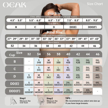 OEAK Women Wirefree Bras for Women Full Coverage No Underwire Everyday Bras Comfortable Wireless Padded Jelly Bras