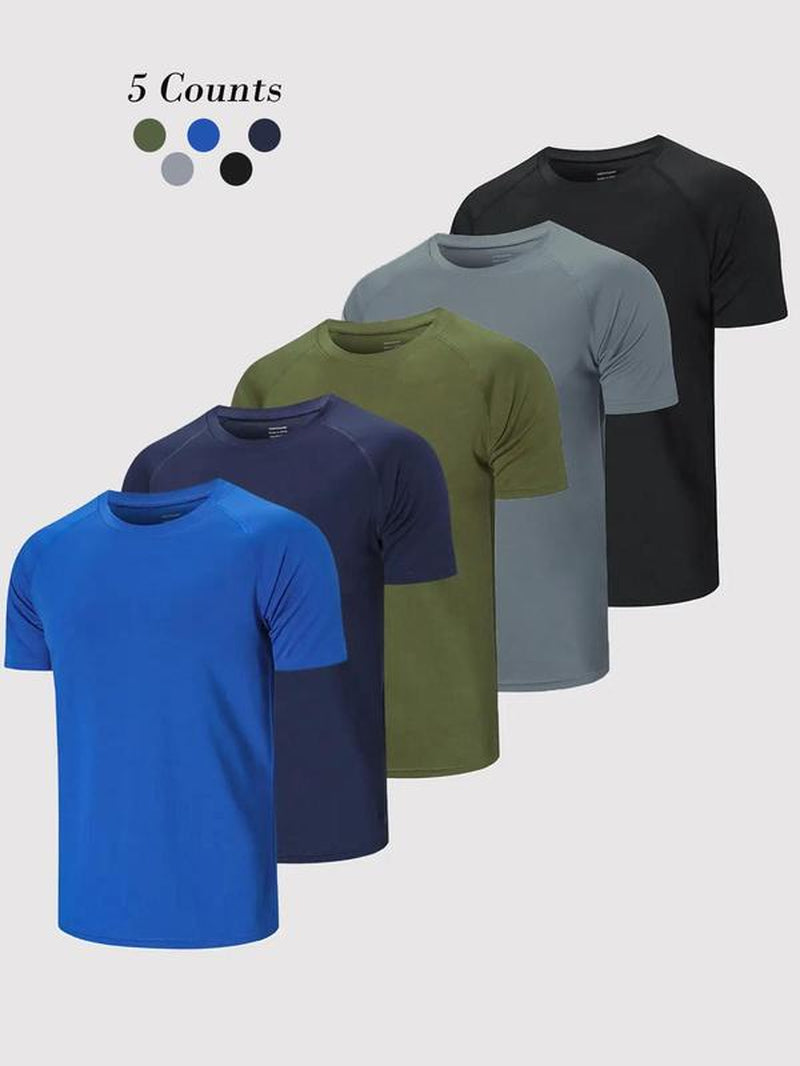 Elevate Your Workout with Our Men's Quick Drying Raglan Sleeve Sports Tee - Breathable Round Neck T-Shirt for Gym, Running, and Casual Summer Outfits