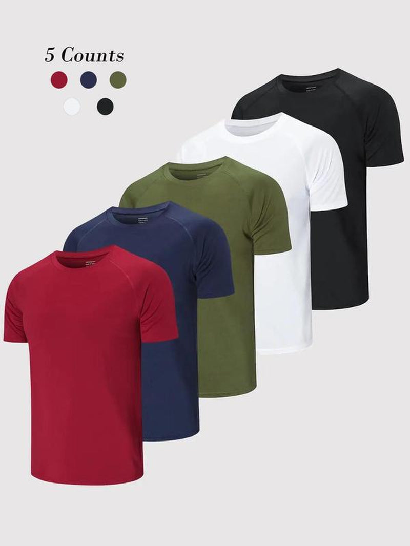 Elevate Your Workout with Our Men's Quick Drying Raglan Sleeve Sports Tee - Breathable Round Neck T-Shirt for Gym, Running, and Casual Summer Outfits