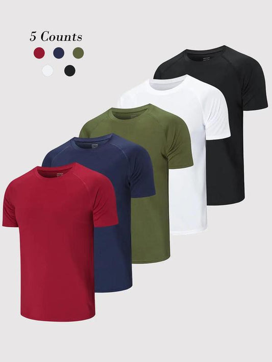 Elevate Your Workout with Our Men's Quick Drying Raglan Sleeve Sports Tee - Breathable Round Neck T-Shirt for Gym, Running, and Casual Summer Outfits