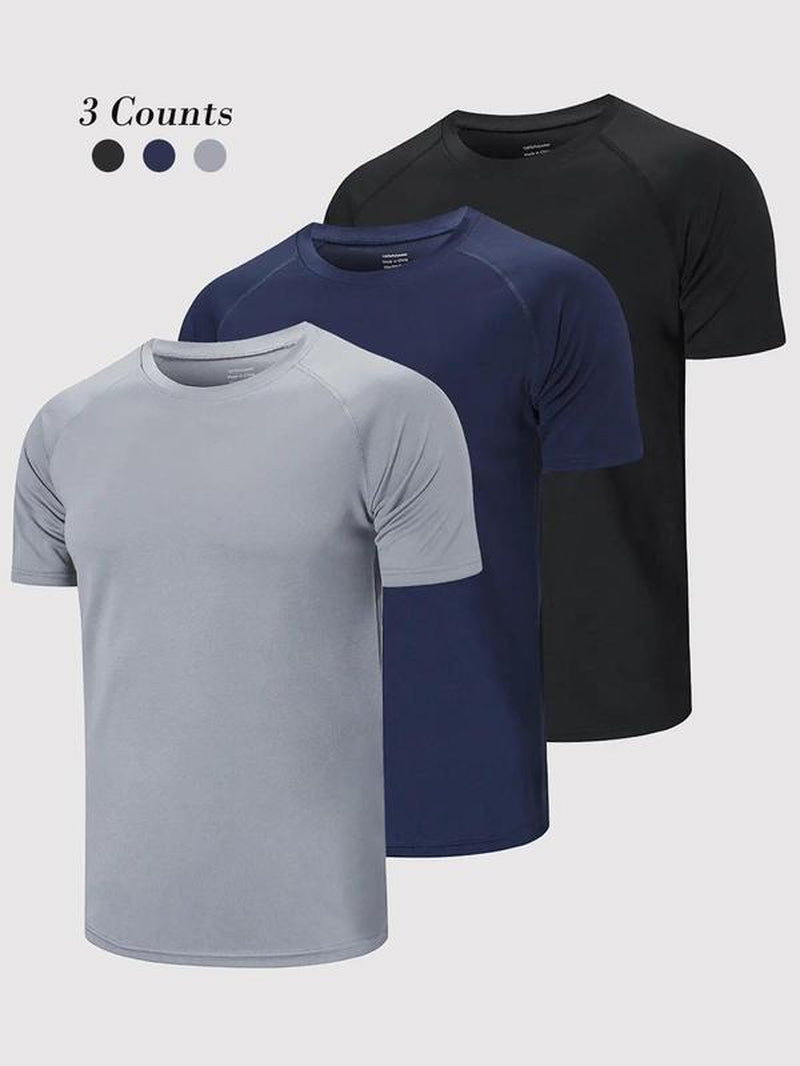 Elevate Your Workout with Our Men's Quick Drying Raglan Sleeve Sports Tee - Breathable Round Neck T-Shirt for Gym, Running, and Casual Summer Outfits