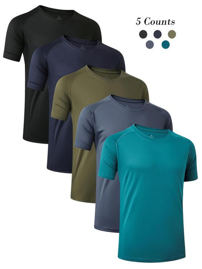 Elevate Your Workout with Our Men's Quick Drying Raglan Sleeve Sports Tee - Breathable Round Neck T-Shirt for Gym, Running, and Casual Summer Outfits