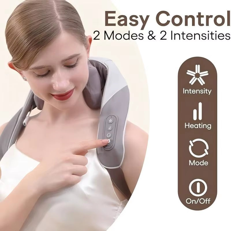 Wireless Neck Shoulder and Back Massager Brushless Motor 6D Deep Tissue Kneading Massage Pillow Shawl Best Gifts for Women Men