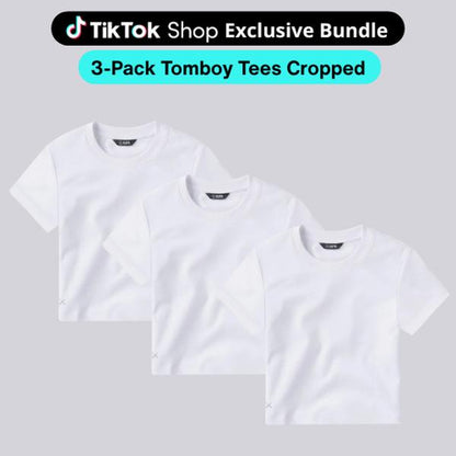 3 Pack Tees - Buttery Soft, Tomboy Tee Cropped White 3-Pack