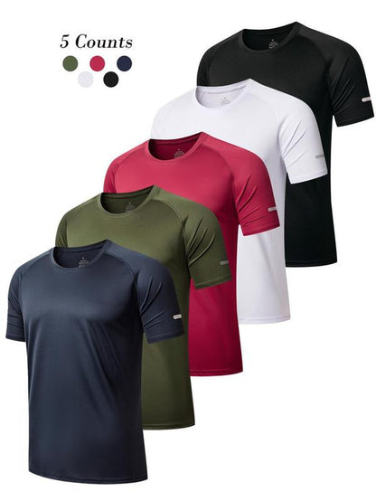 Elevate Your Workout with Our Men's Quick Drying Raglan Sleeve Sports Tee - Breathable Round Neck T-Shirt for Gym, Running, and Casual Summer Outfits