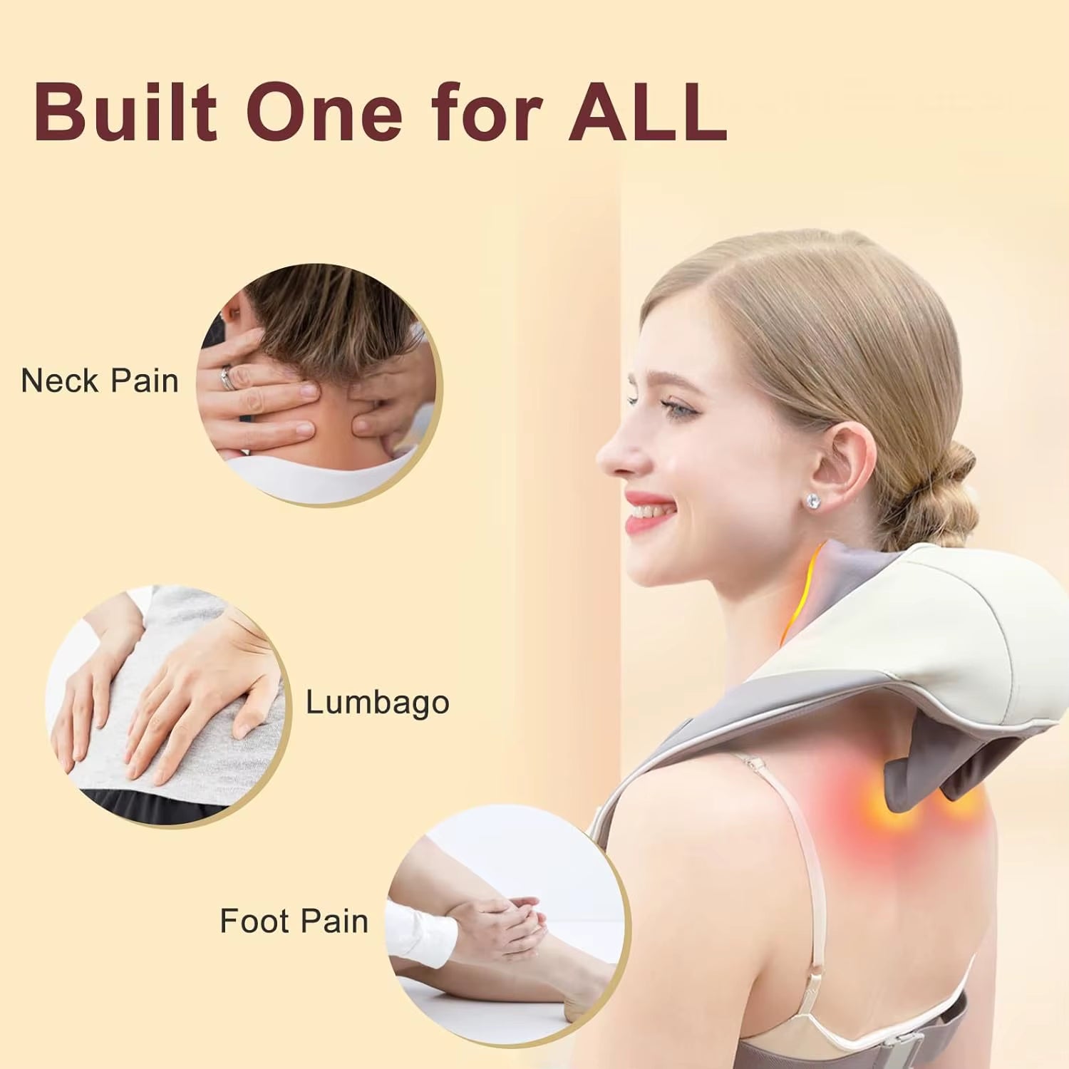 Wireless Neck Shoulder and Back Massager Brushless Motor 6D Deep Tissue Kneading Massage Pillow Shawl Best Gifts for Women Men