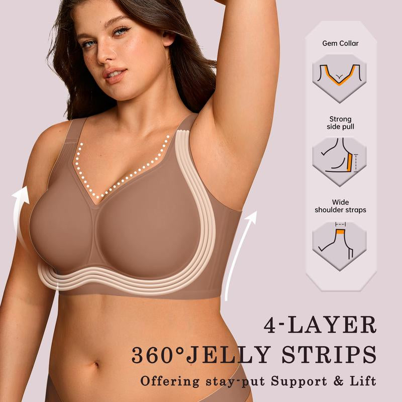OEAK Women Wirefree Bras for Women Full Coverage No Underwire Everyday Bras Comfortable Wireless Padded Jelly Bras