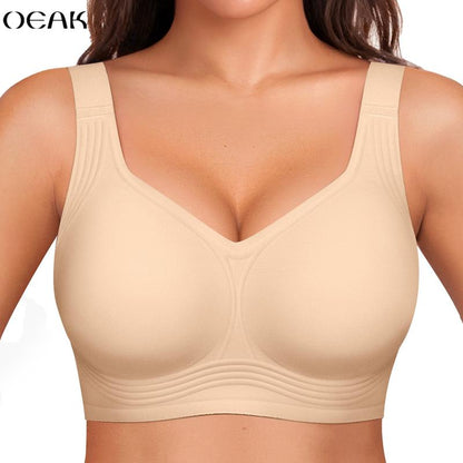 OEAK Women Wirefree Bras for Women Full Coverage No Underwire Everyday Bras Comfortable Wireless Padded Jelly Bras