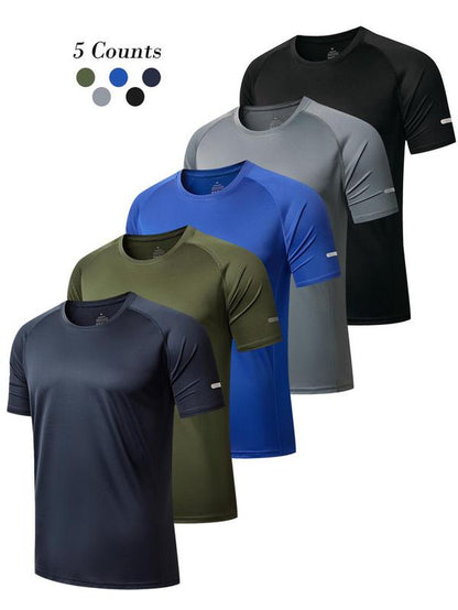 Elevate Your Workout with Our Men's Quick Drying Raglan Sleeve Sports Tee - Breathable Round Neck T-Shirt for Gym, Running, and Casual Summer Outfits